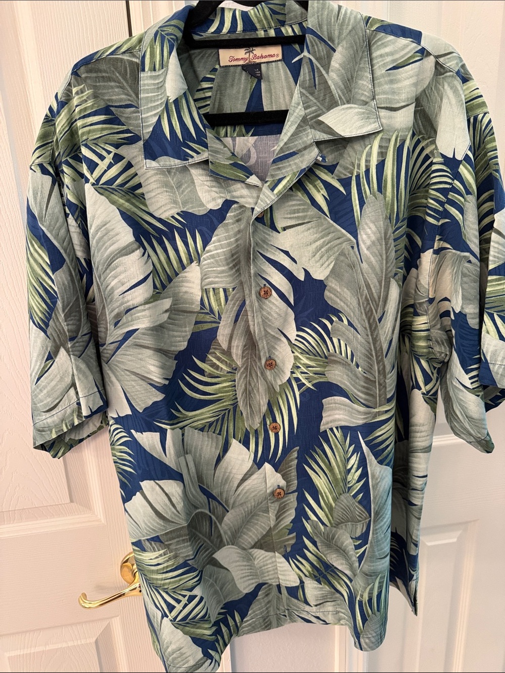 Tommy Bahama Navy Blue, Green & Gray Tropical Camp Shirt